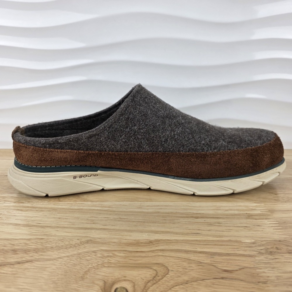 LL‎ Bean Downeast Slip On Clogs Gray Wool Brown Suede Shoes Mens Size 11 - Picture 3 of 13